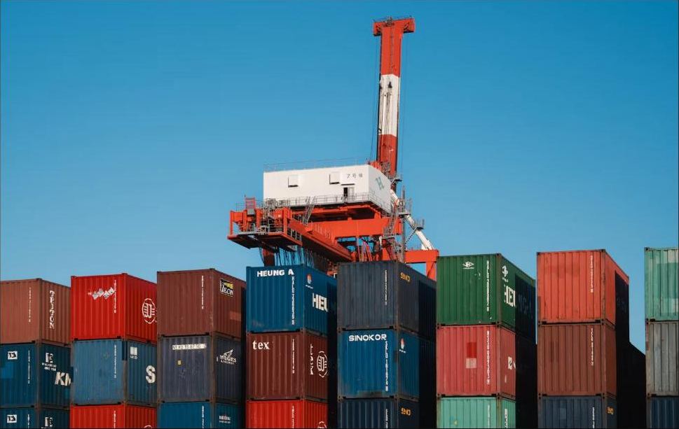 Crane loading shipping containers
